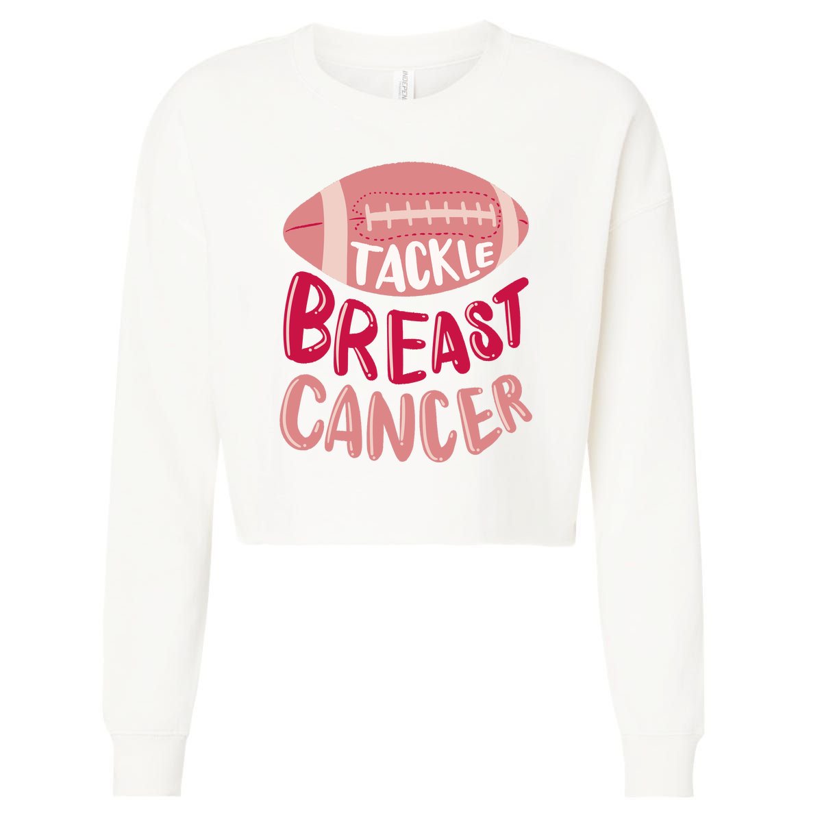 Tackle Breast Cancer Football Cropped Pullover Crew
