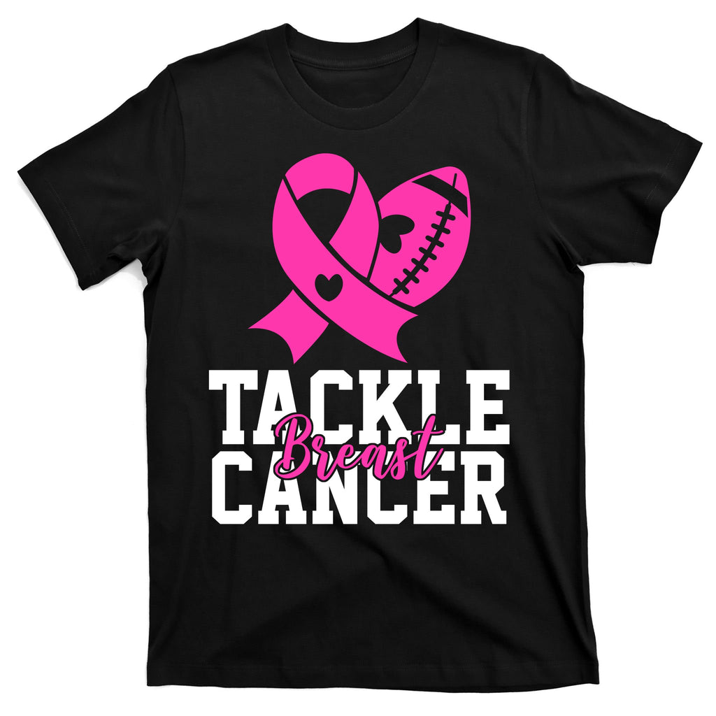 Tackle Breast Cancer Ribbon Football T-Shirt