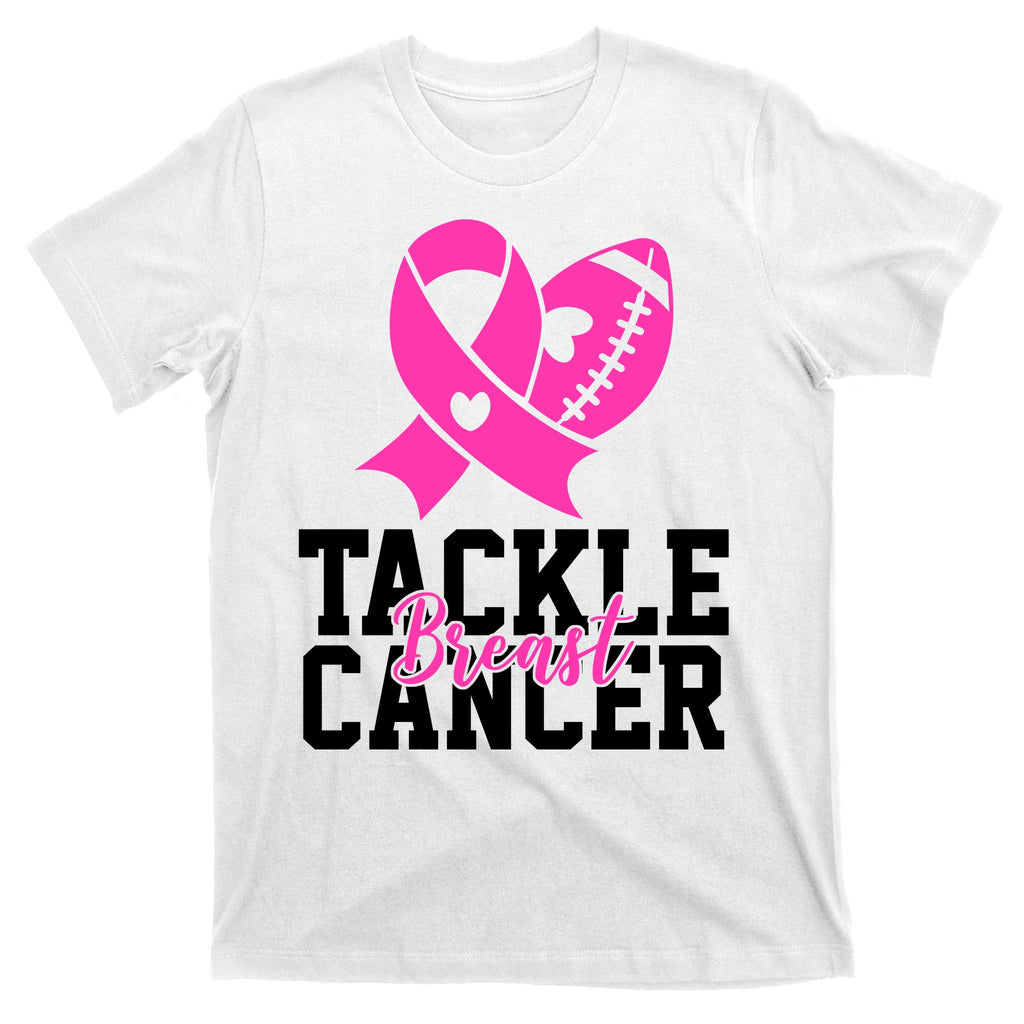 Tackle Breast Cancer Ribbon Football T-Shirt