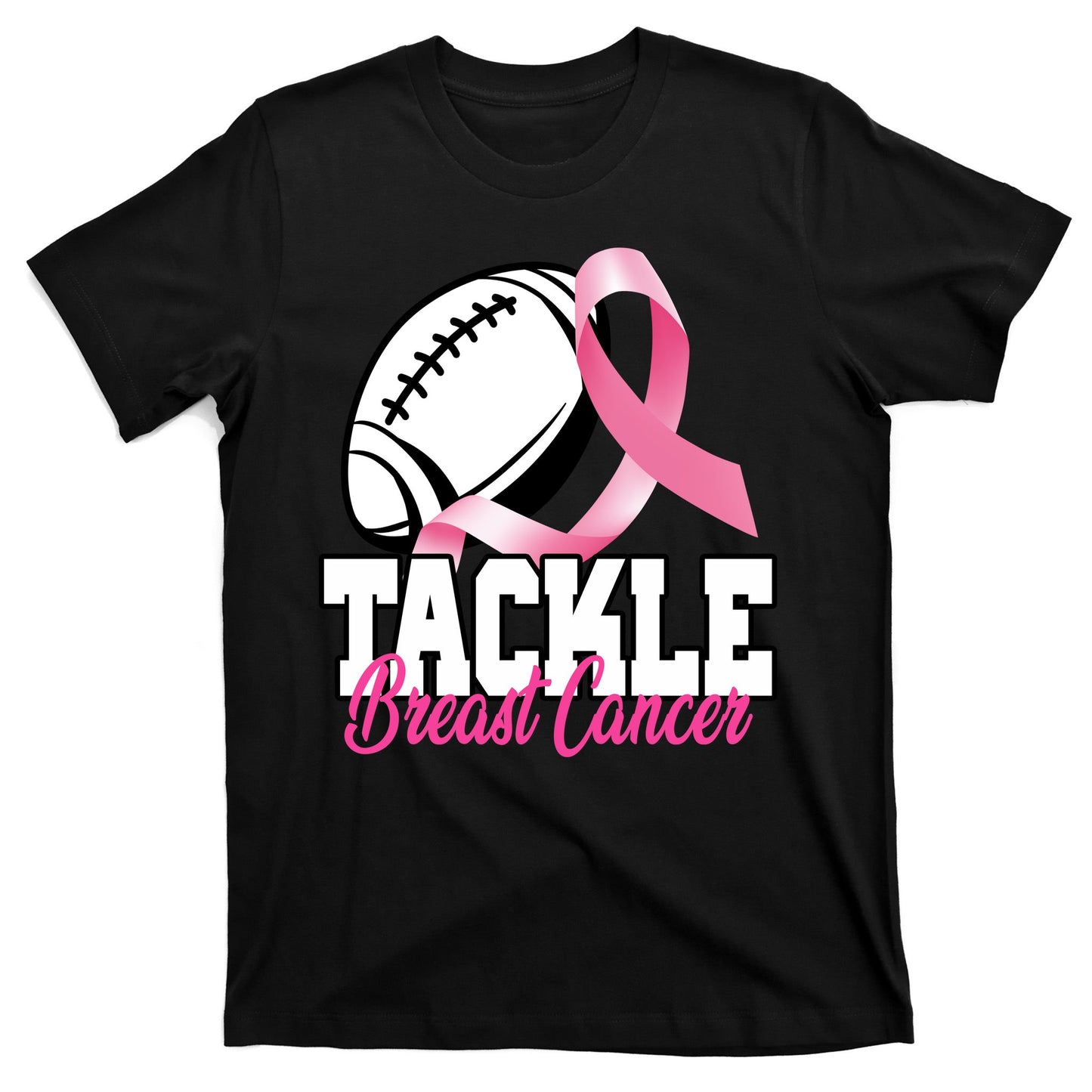 Tackle Breast Cancer Ribbon Football T-Shirt