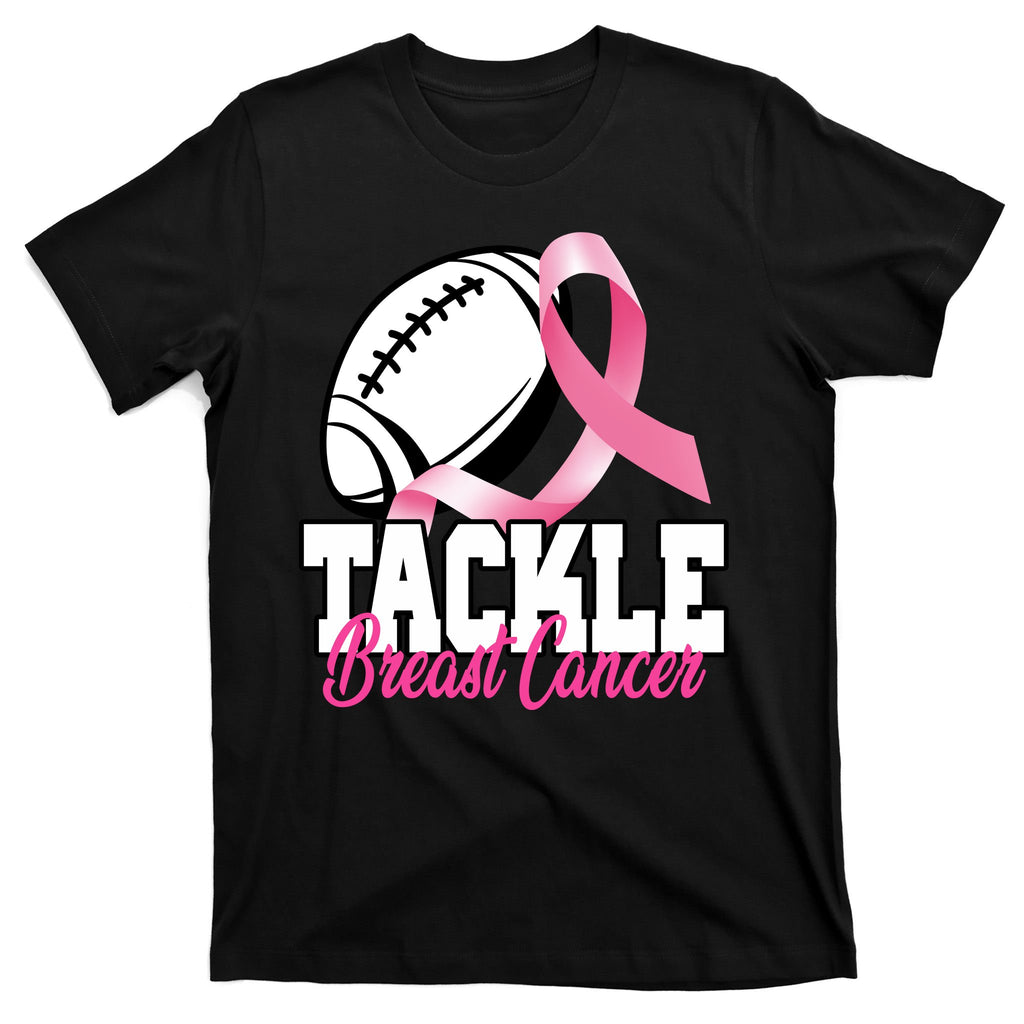 Tackle Breast Cancer Ribbon Football T-Shirt