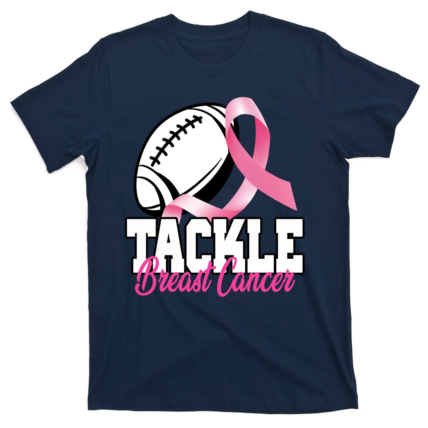 Tackle Breast Cancer Ribbon Football T-Shirt