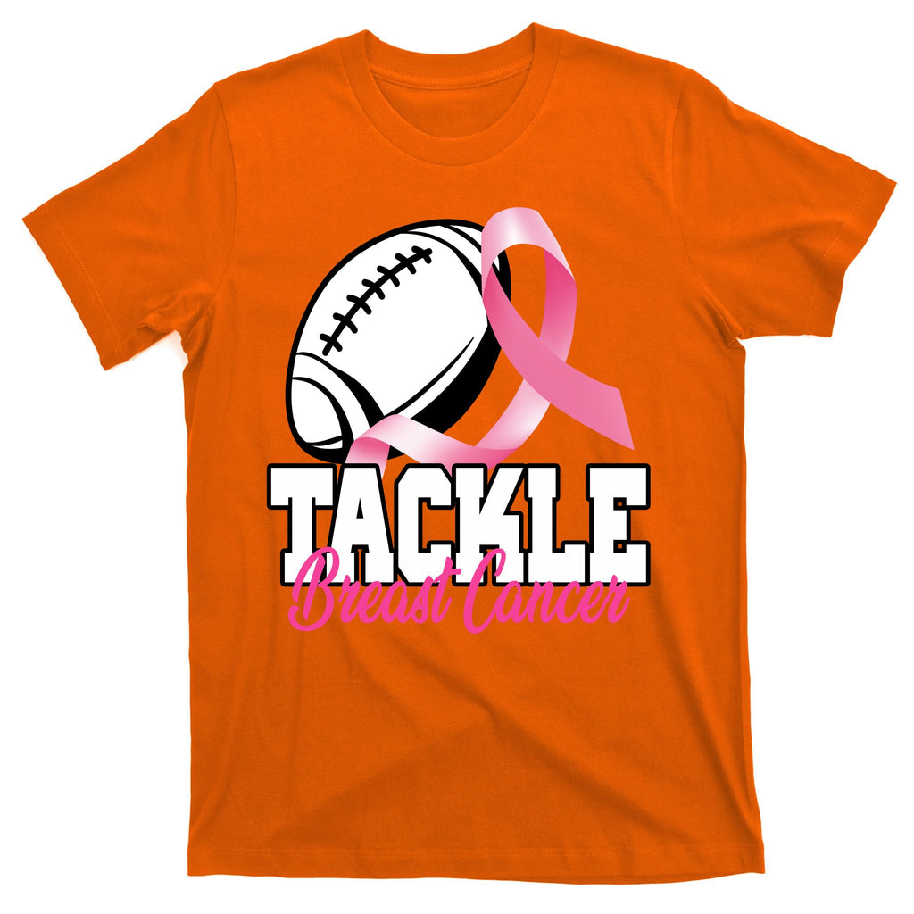 Tackle Breast Cancer Ribbon Football T-Shirt