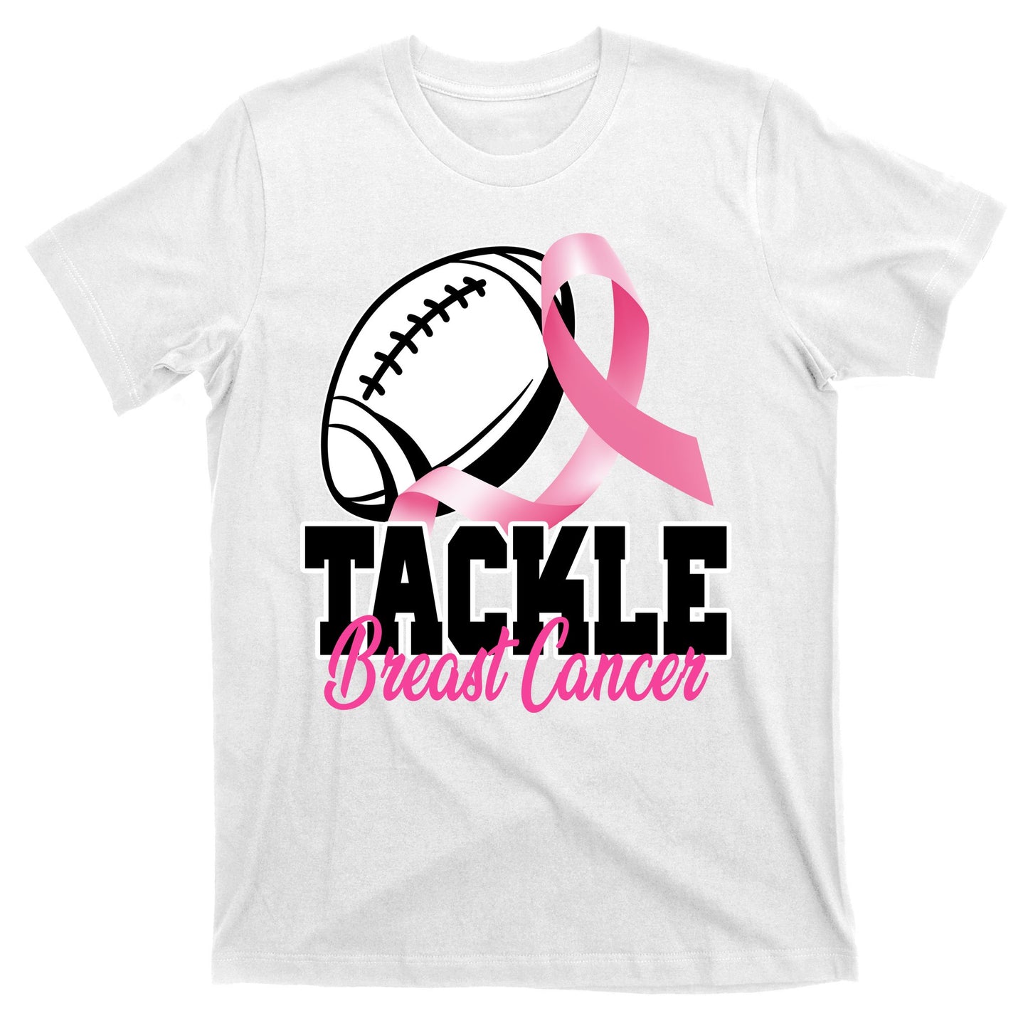 Tackle Breast Cancer Ribbon Football T-Shirt