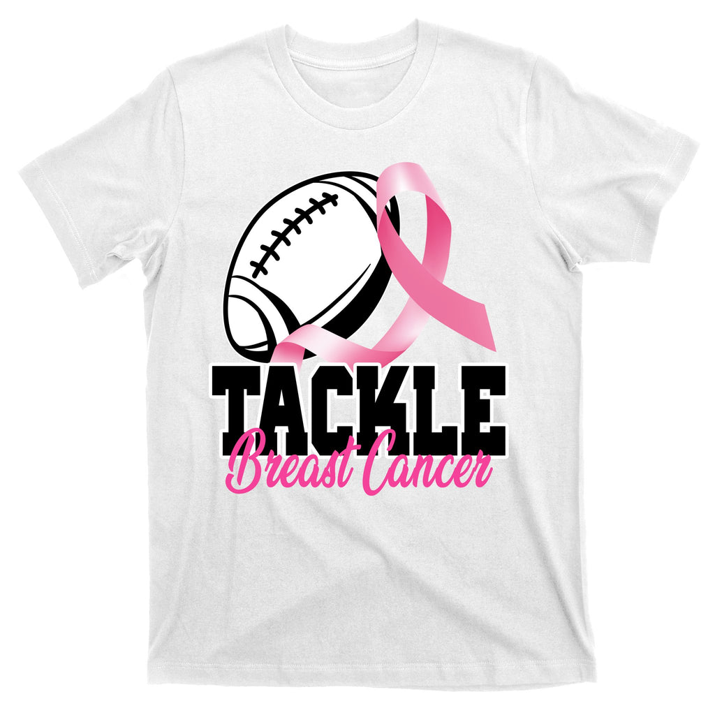 Tackle Breast Cancer Ribbon Football T-Shirt