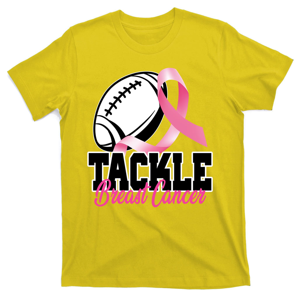 Tackle Breast Cancer Ribbon Football T-Shirt