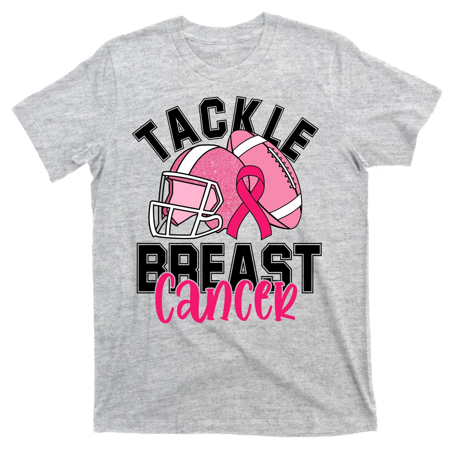 Tackle Breast Cancer Football Ribbon Awareness T-Shirt