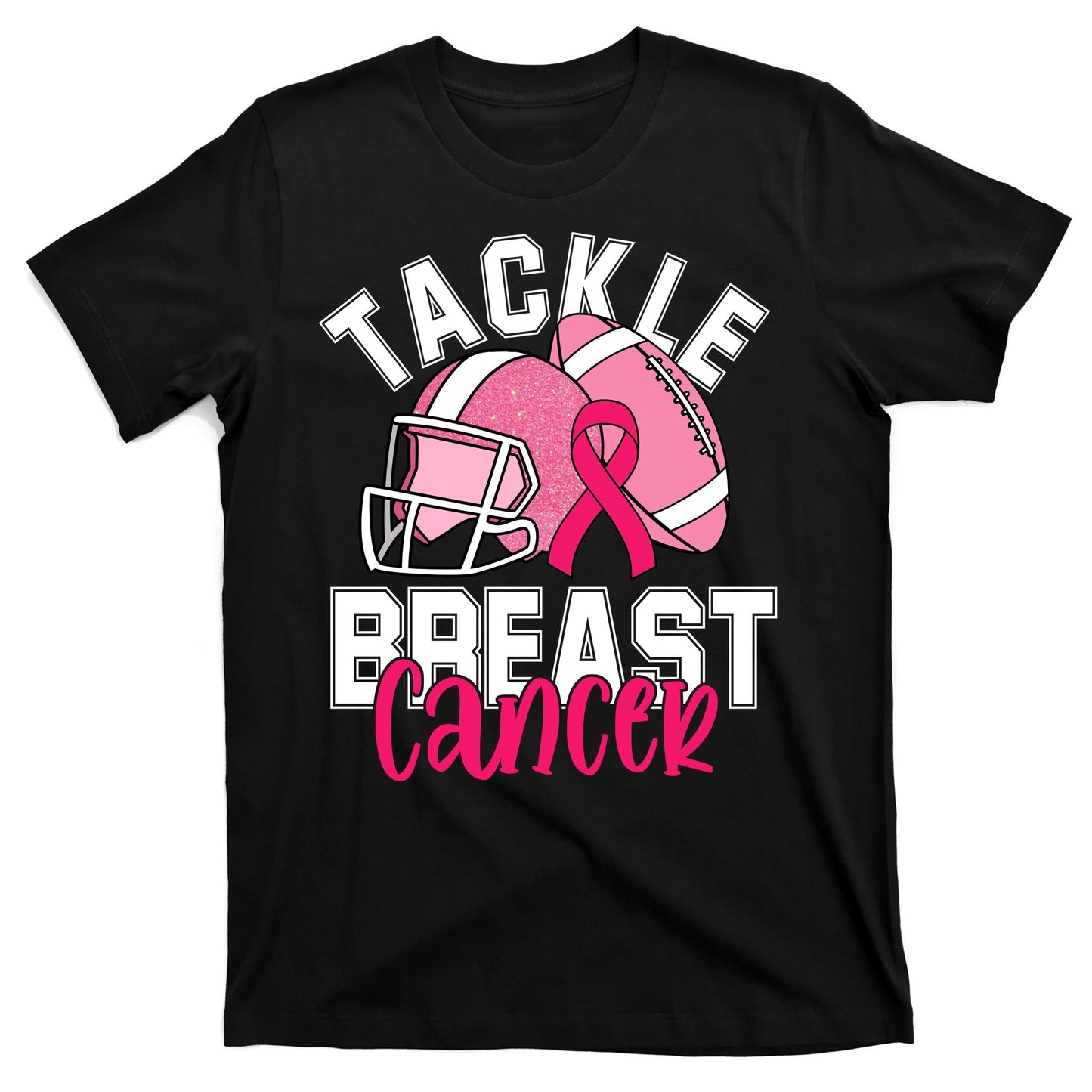 Tackle Breast Cancer Football Ribbon Awareness T-Shirt