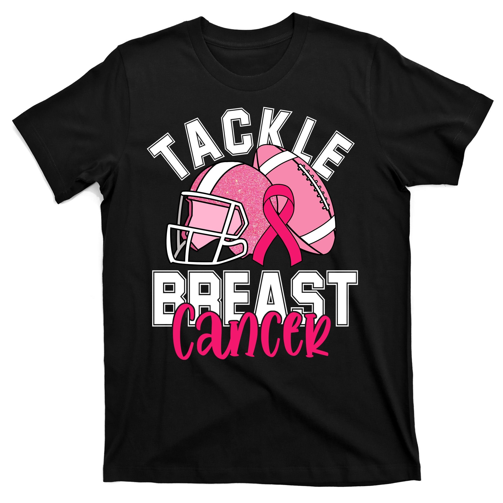 Tackle Breast Cancer Football Ribbon Awareness T-Shirt