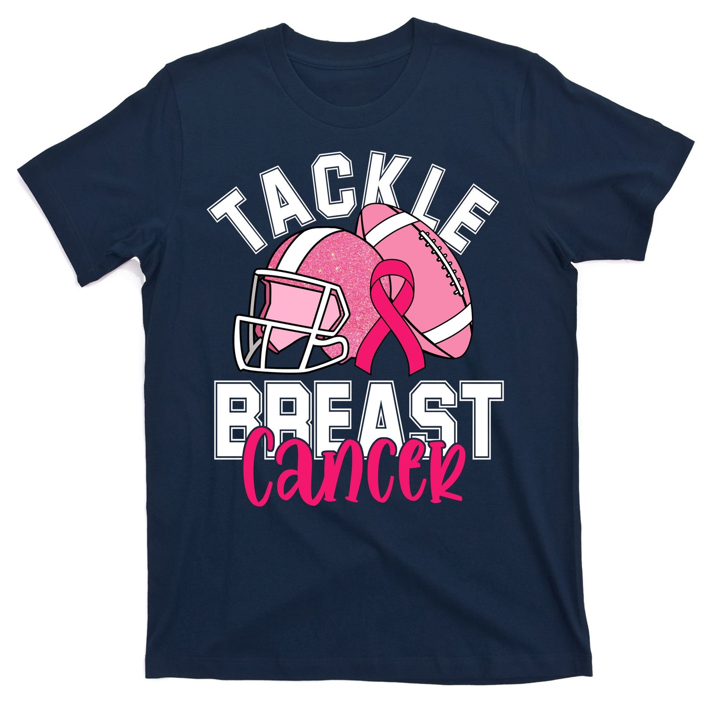 Tackle Breast Cancer Football Ribbon Awareness T-Shirt