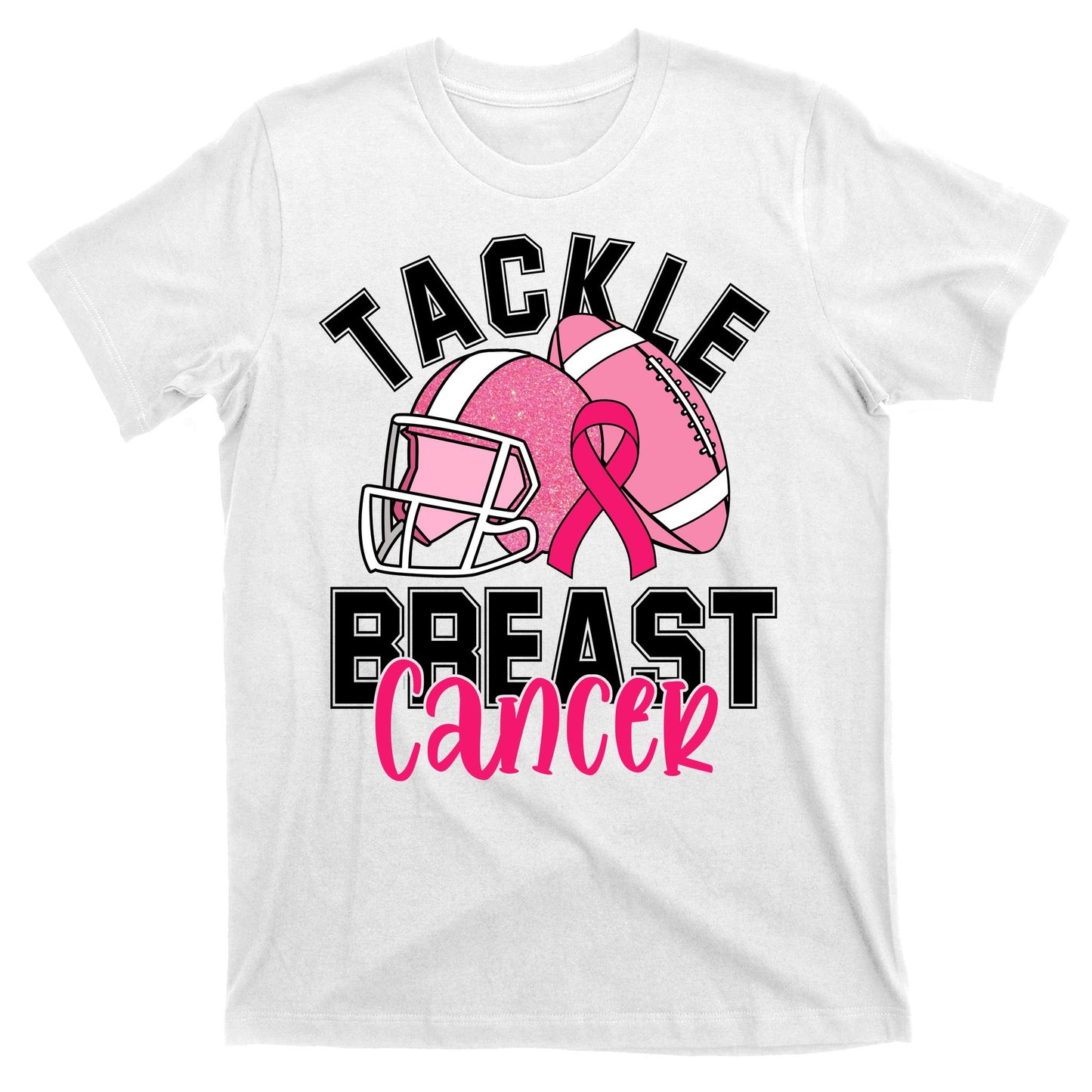 Tackle Breast Cancer Football Ribbon Awareness T-Shirt