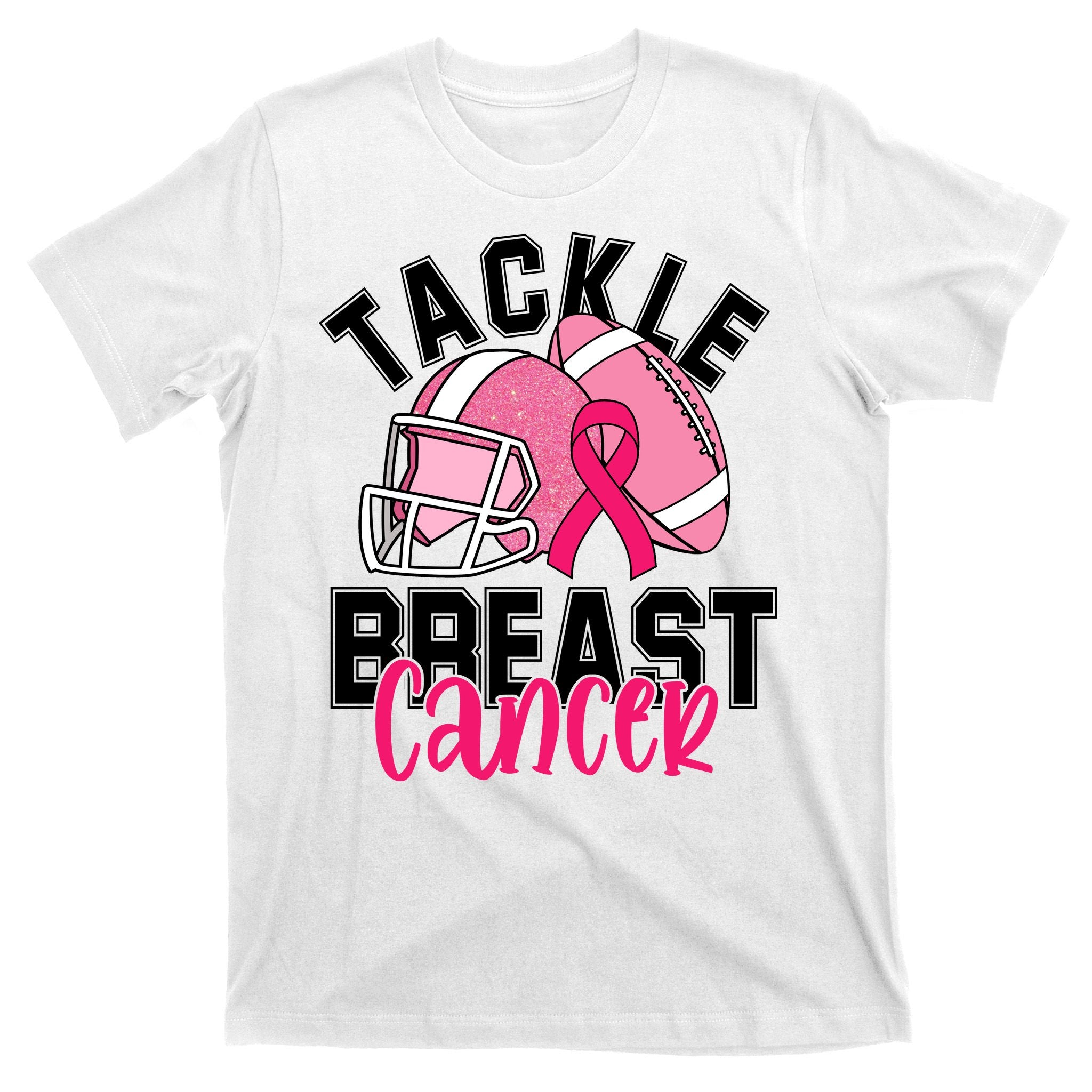 Tackle Breast Cancer Football Ribbon Awareness T-Shirt