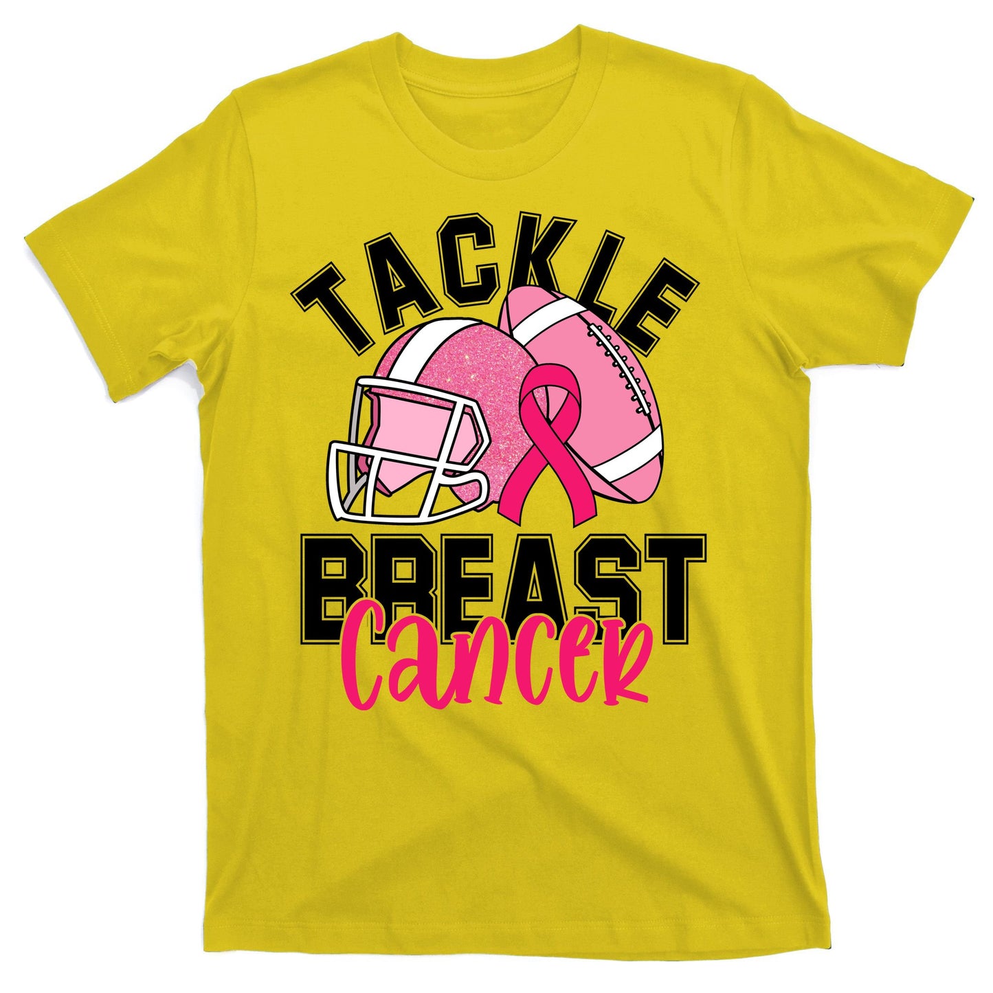 Tackle Breast Cancer Football Ribbon Awareness T-Shirt