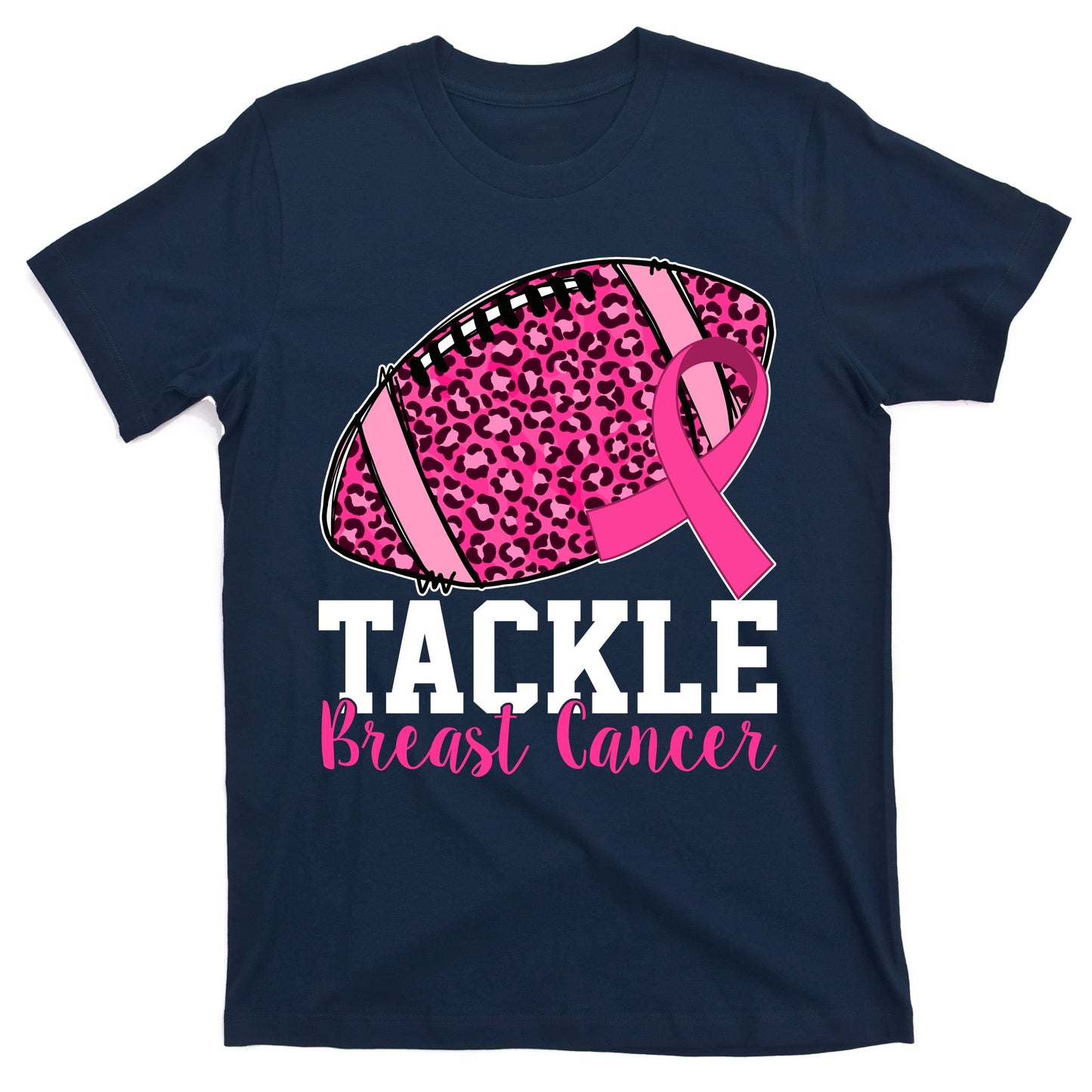 Tackle Breast Cancer Football Ribbon Awareness T-Shirt