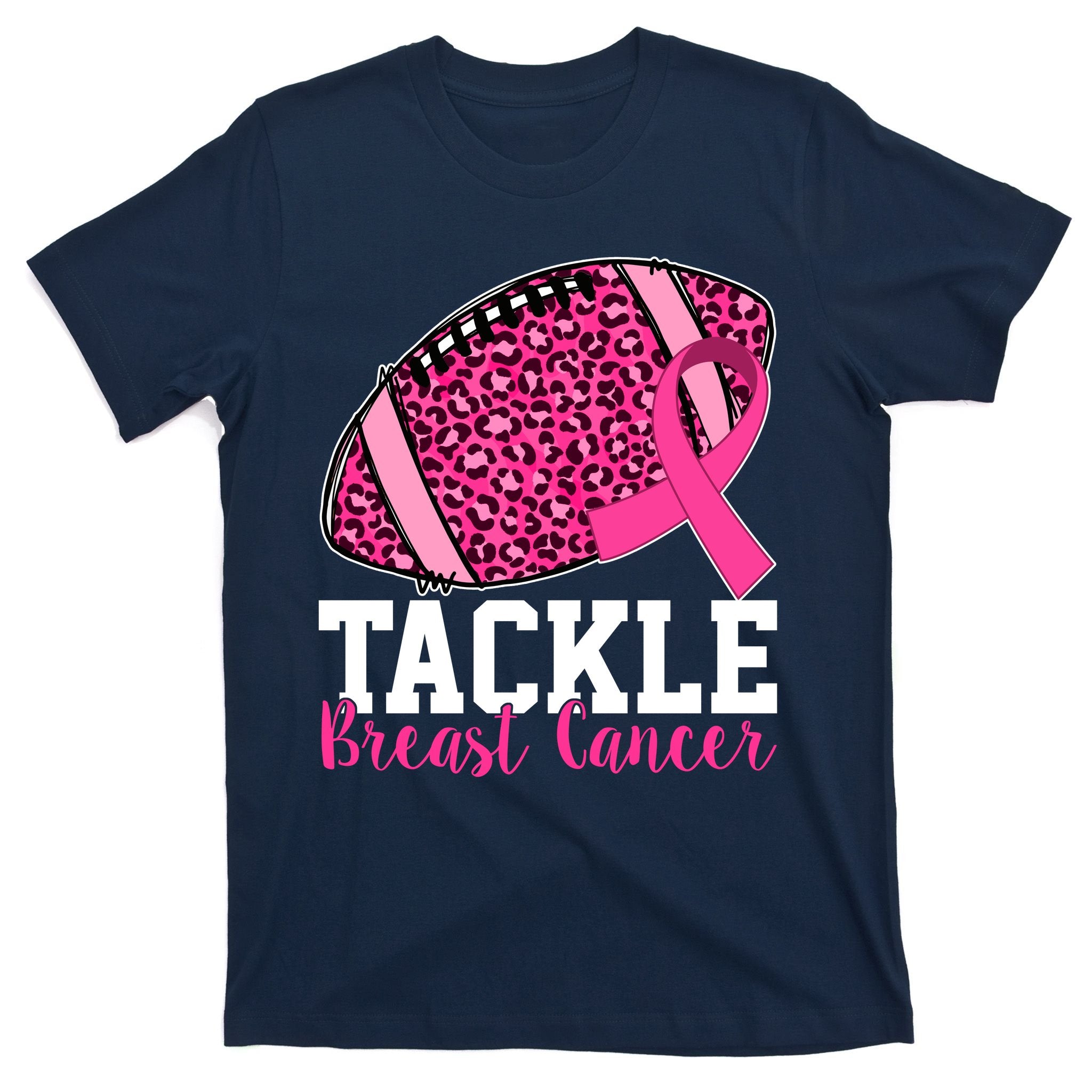 Tackle Breast Cancer Football Ribbon Awareness T-Shirt