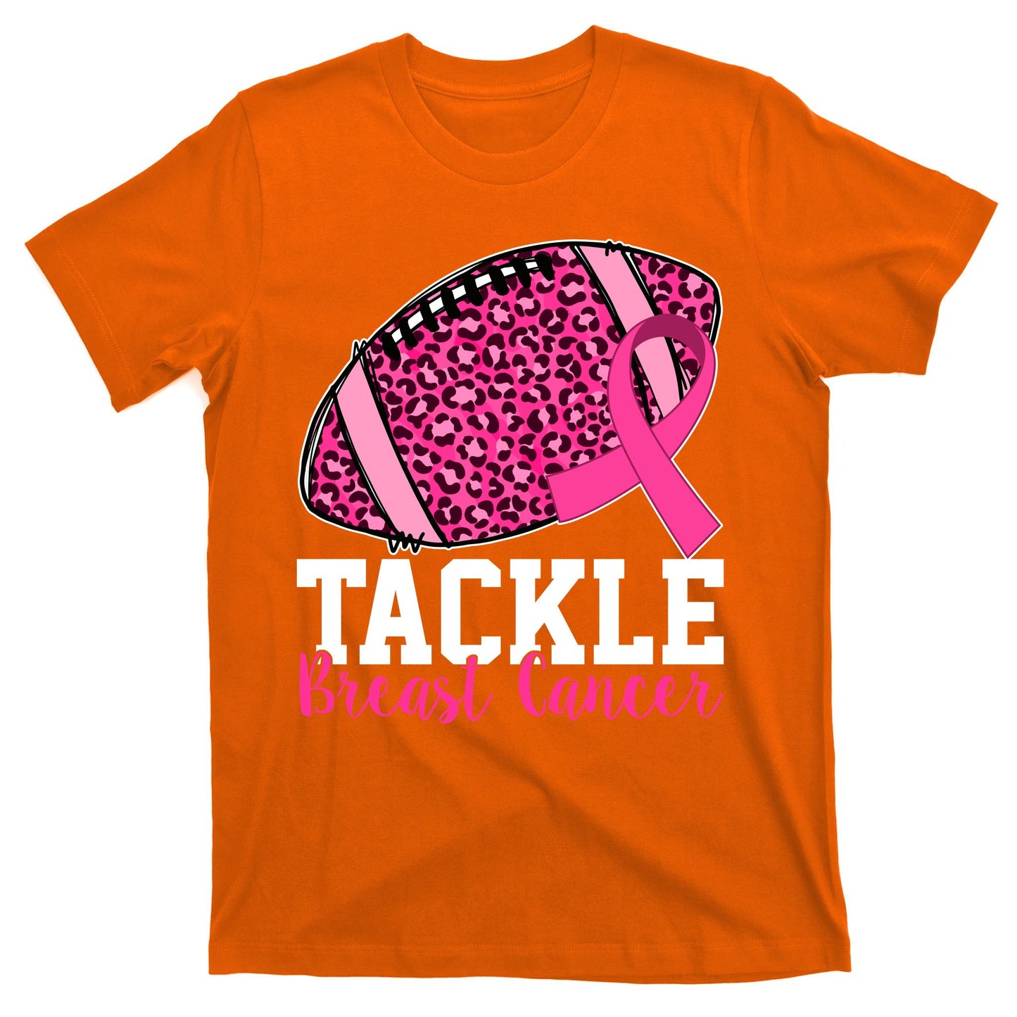 Tackle Breast Cancer Football Ribbon Awareness T-Shirt