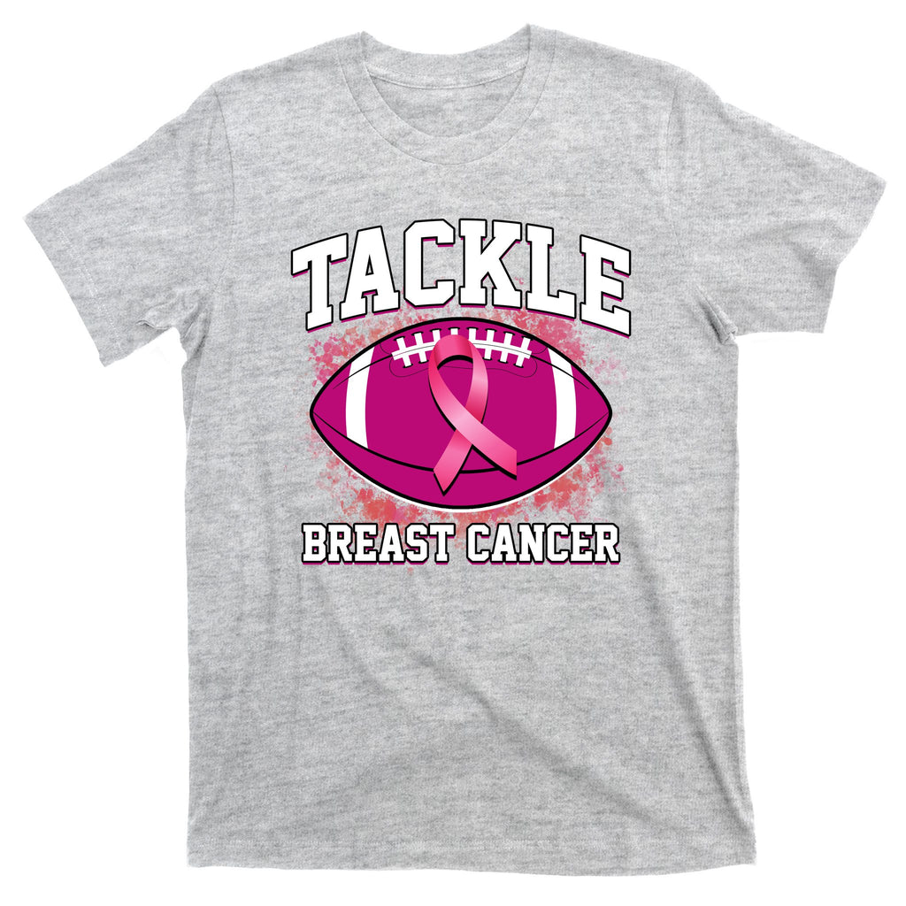 Tackle Breast Cancer Ribbon Football T-Shirt