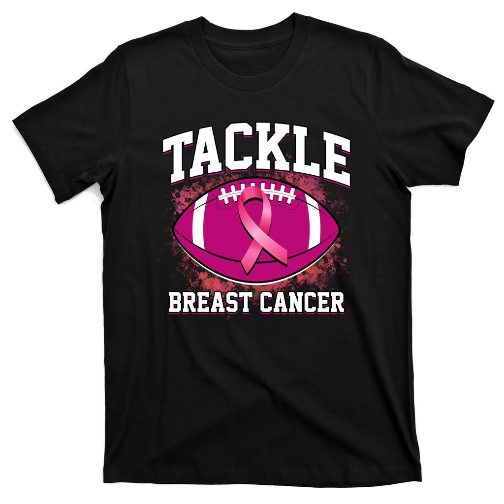 Tackle Breast Cancer Ribbon Football T-Shirt