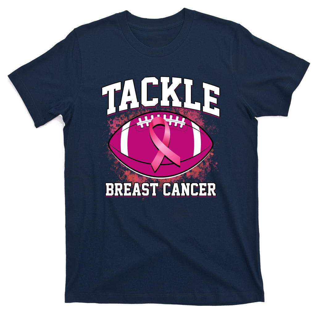 Tackle Breast Cancer Ribbon Football T-Shirt