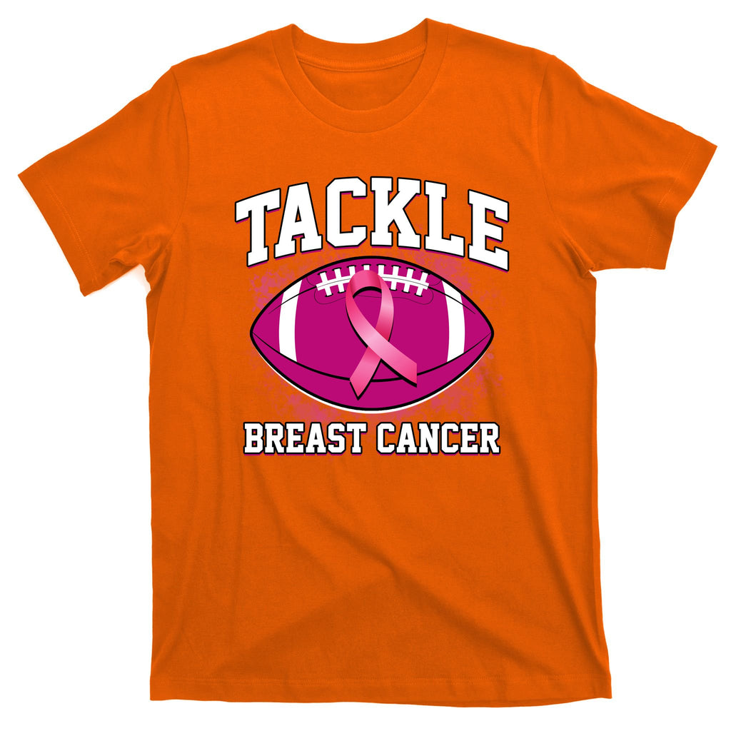 Tackle Breast Cancer Ribbon Football T-Shirt
