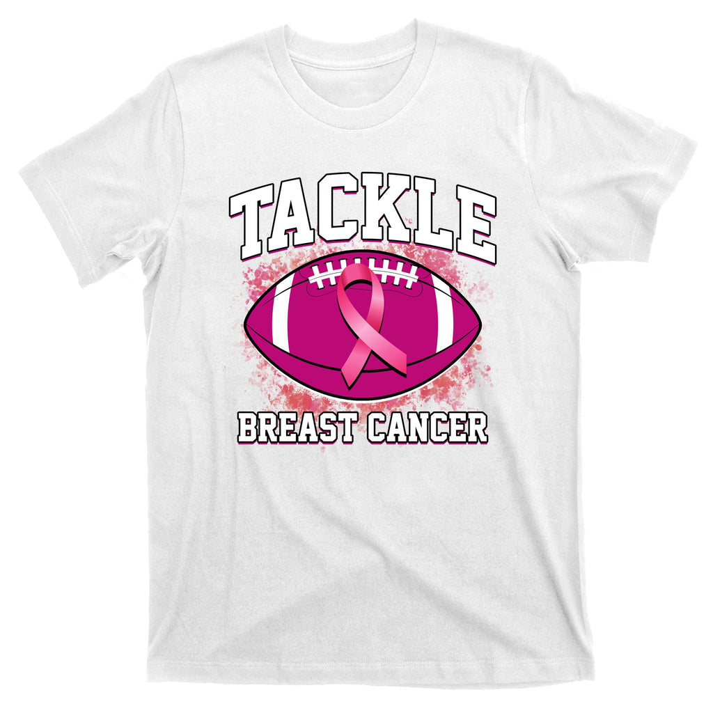 Tackle Breast Cancer Ribbon Football T-Shirt