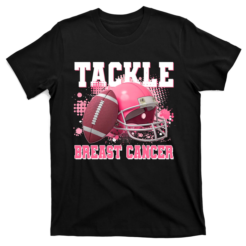 Tackle Breast Cancer Awareness Pink Football Helmet T-Shirt