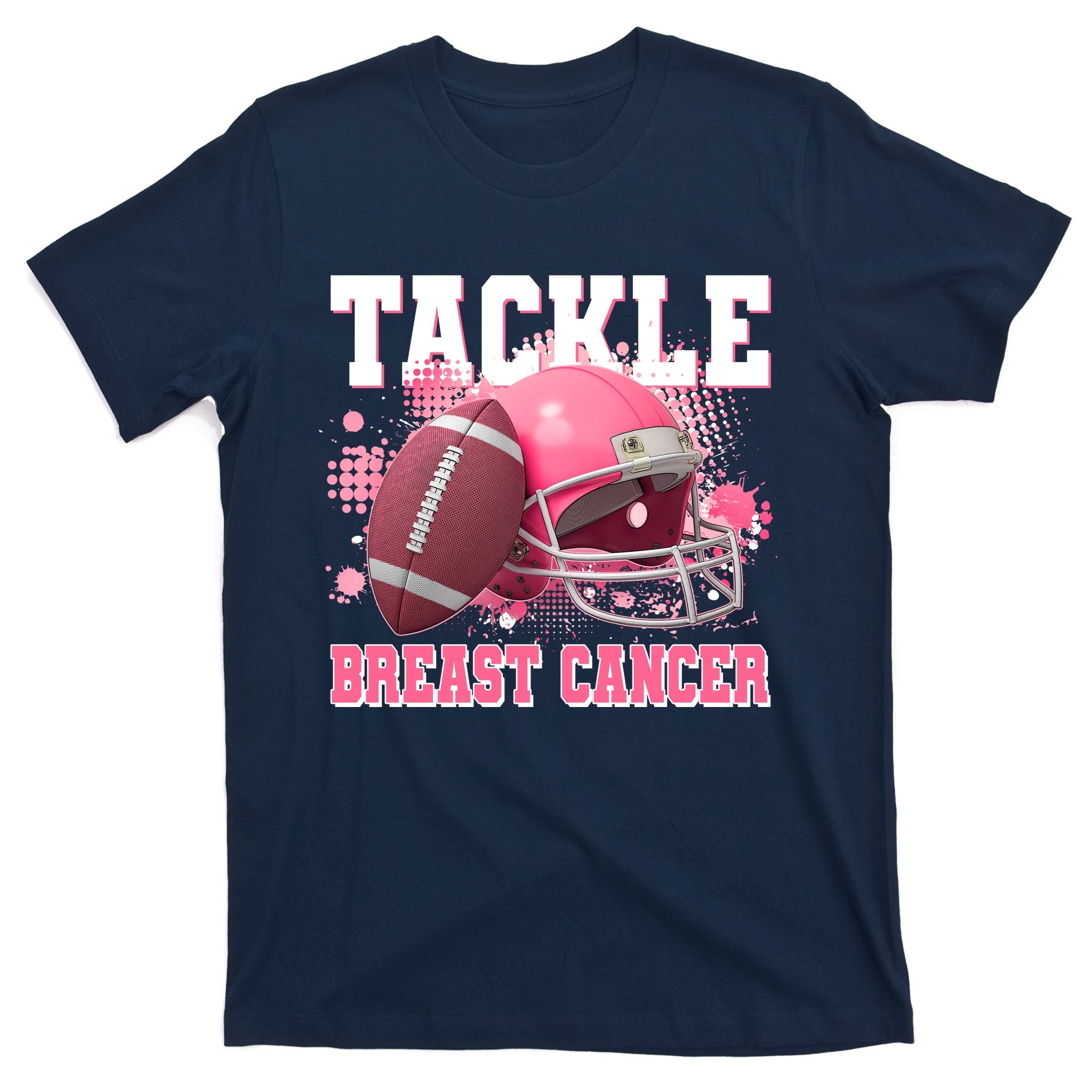 Tackle Breast Cancer Awareness Pink Football Helmet T-Shirt