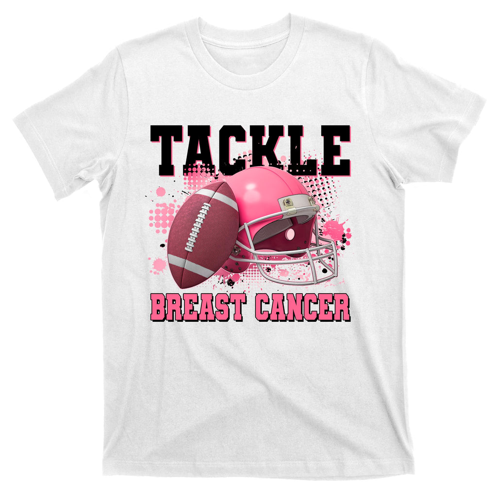 Tackle Breast Cancer Awareness Pink Football Helmet T-Shirt