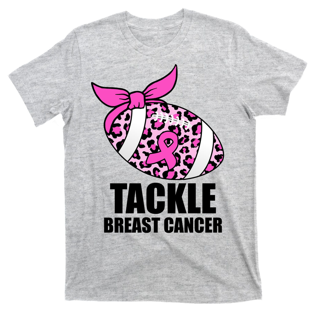Tackle Breast Cancer Pink Leopard Football T-Shirt