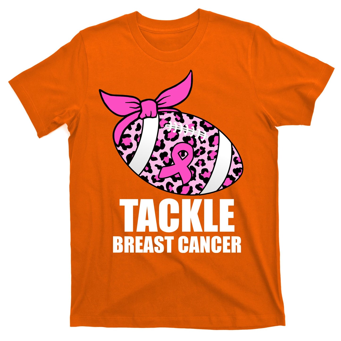 Tackle Breast Cancer Pink Leopard Football T-Shirt