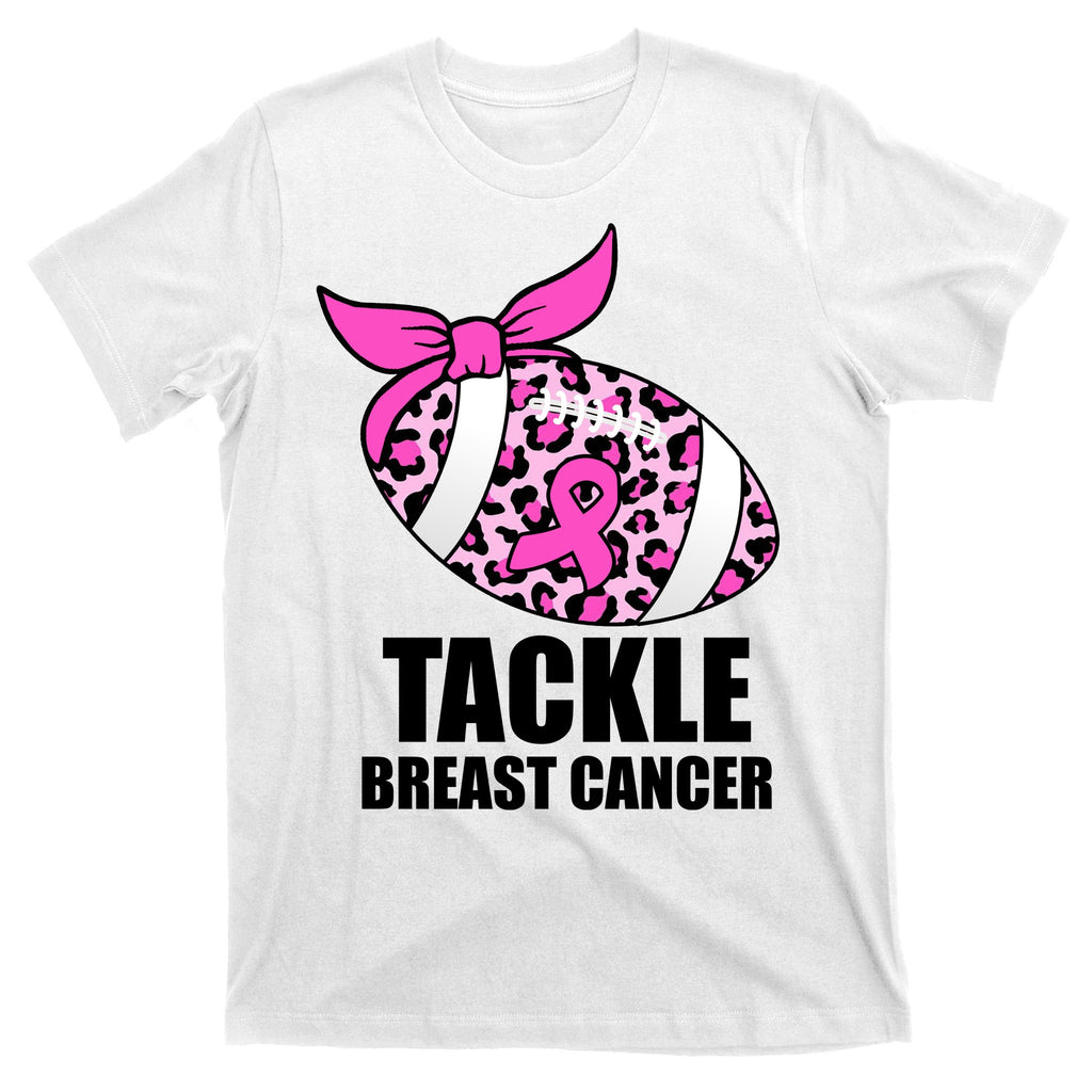 Tackle Breast Cancer Pink Leopard Football T-Shirt