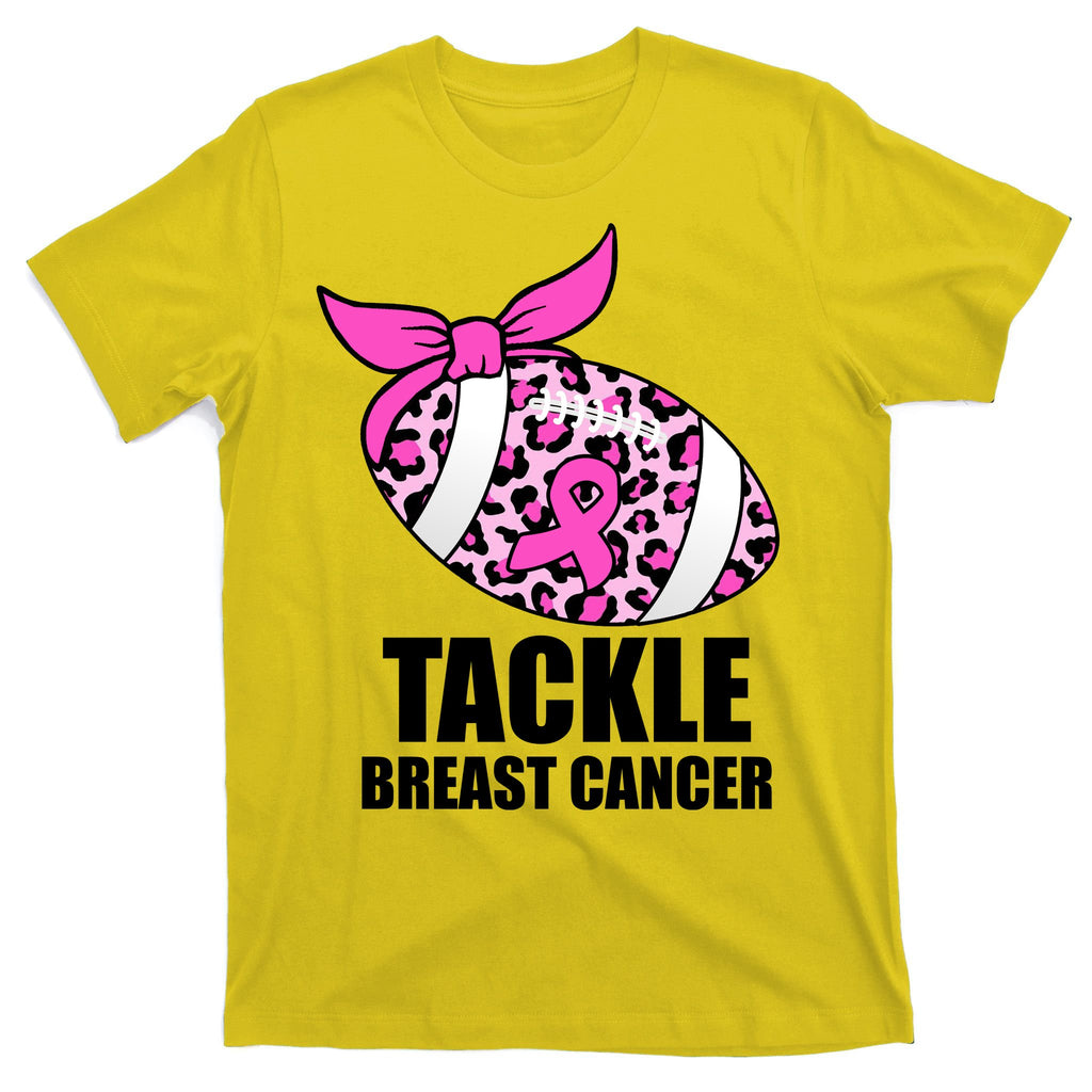 Tackle Breast Cancer Pink Leopard Football T-Shirt