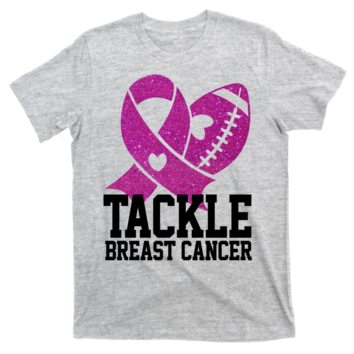 Tackle Breast Cancer Football Ribbon T-Shirt