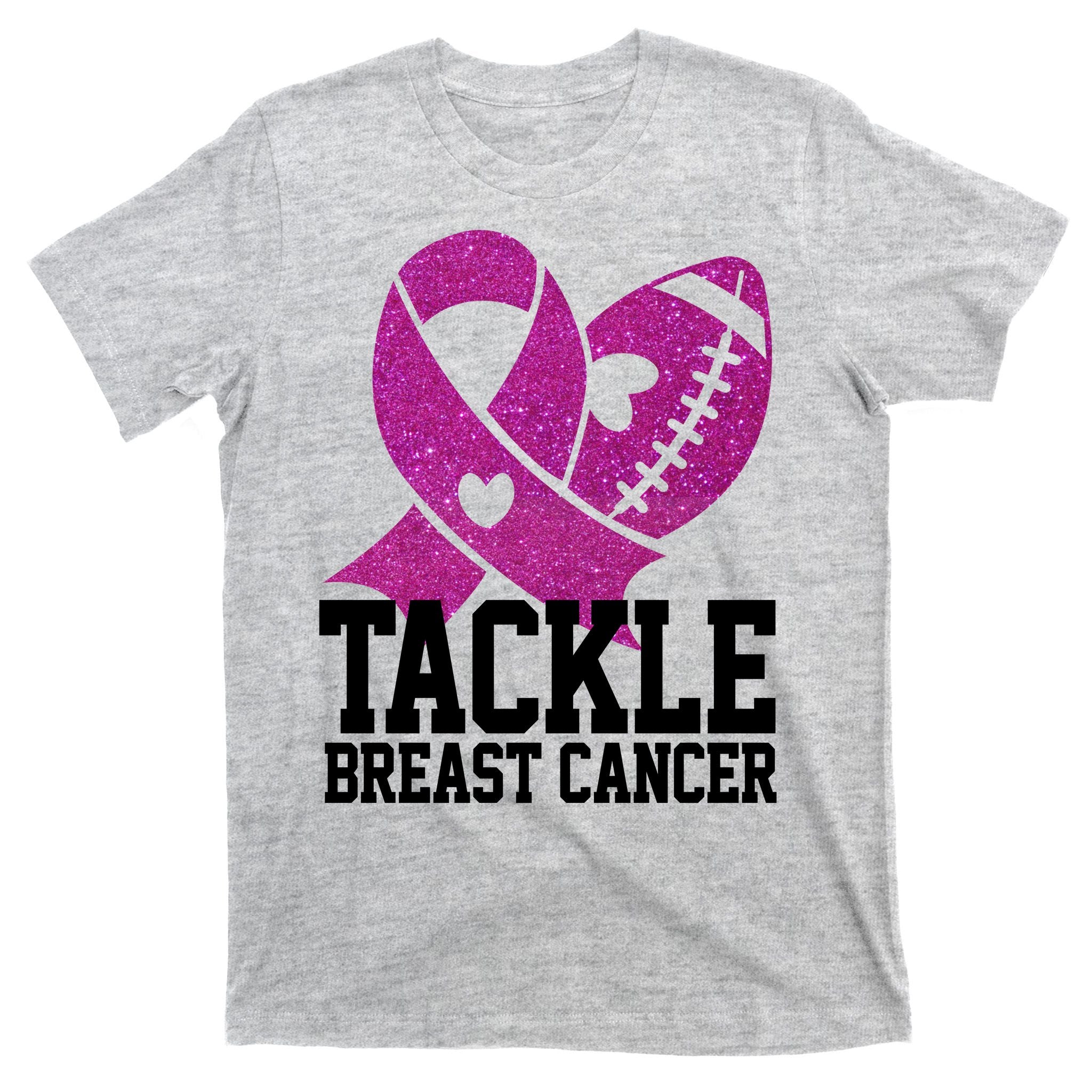 Tackle Breast Cancer Football Ribbon T-Shirt