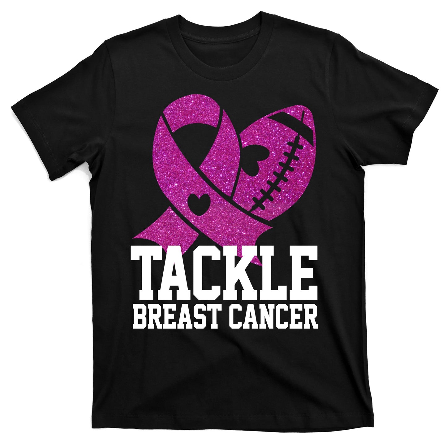 Tackle Breast Cancer Football Ribbon T-Shirt