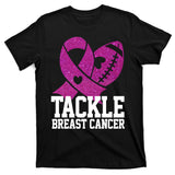 Tackle Breast Cancer Football Ribbon T-Shirt