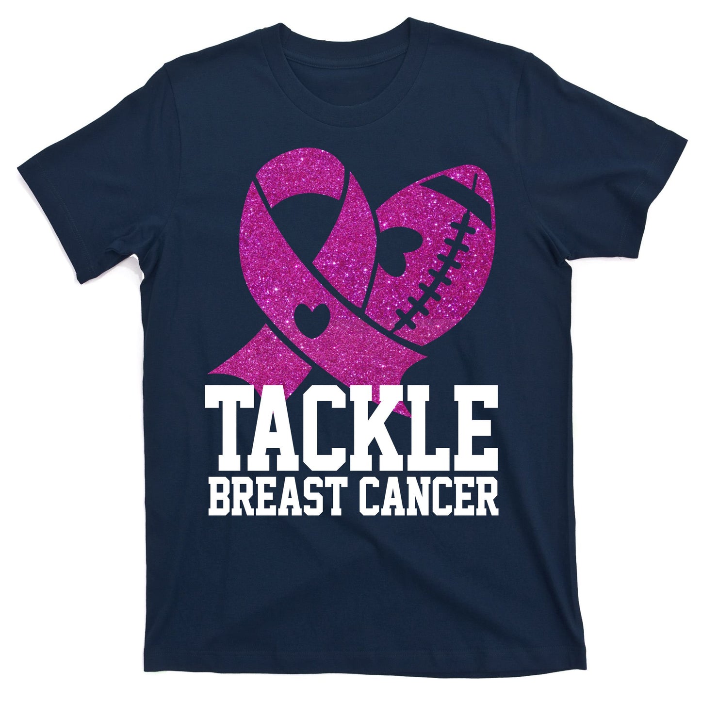 Tackle Breast Cancer Football Ribbon T-Shirt