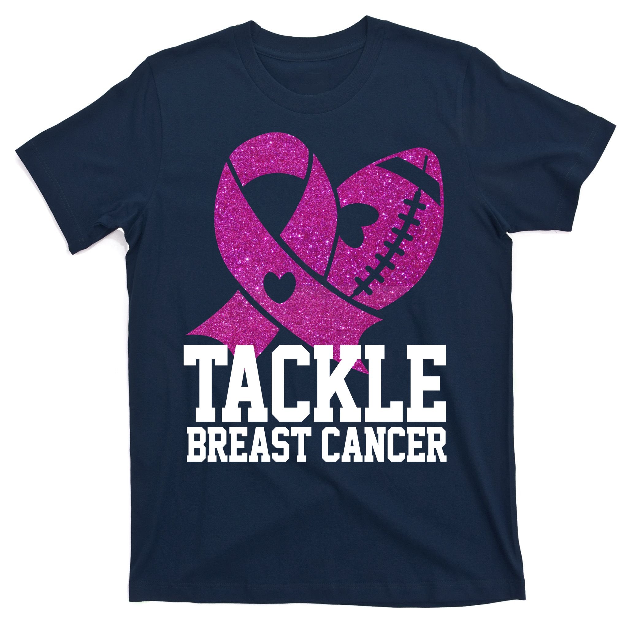 Tackle Breast Cancer Football Ribbon T-Shirt