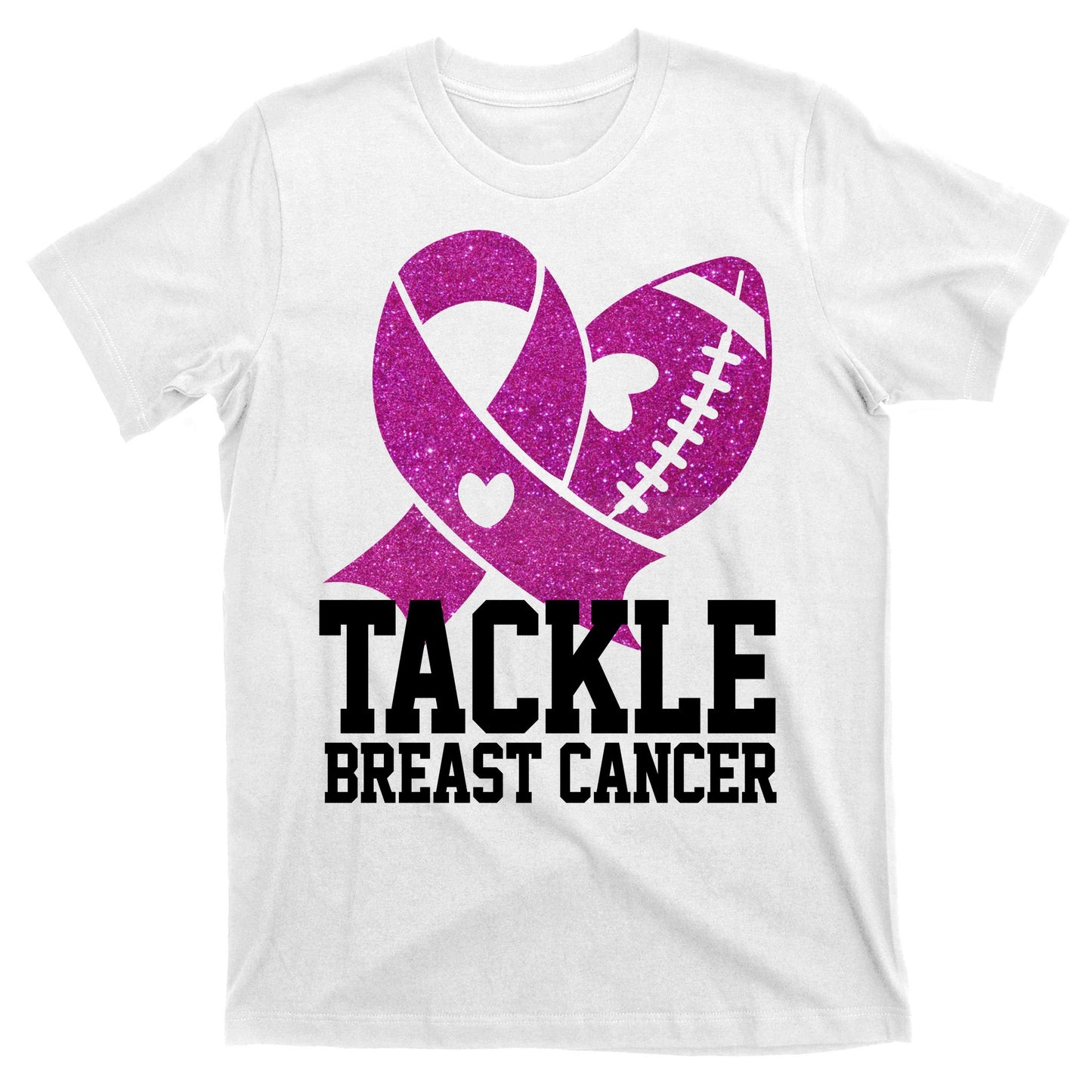 Tackle Breast Cancer Football Ribbon T-Shirt
