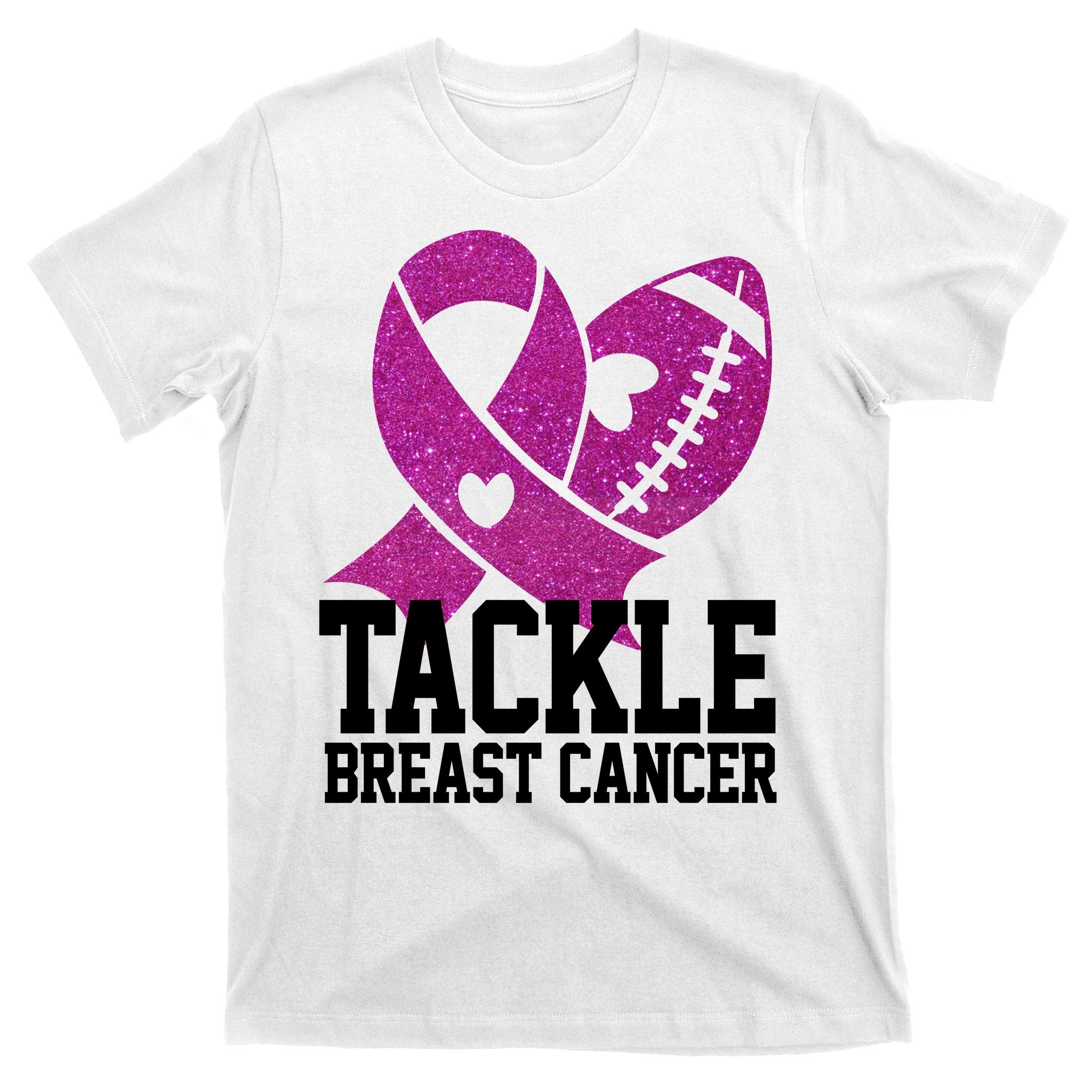 Tackle Breast Cancer Football Ribbon T-Shirt