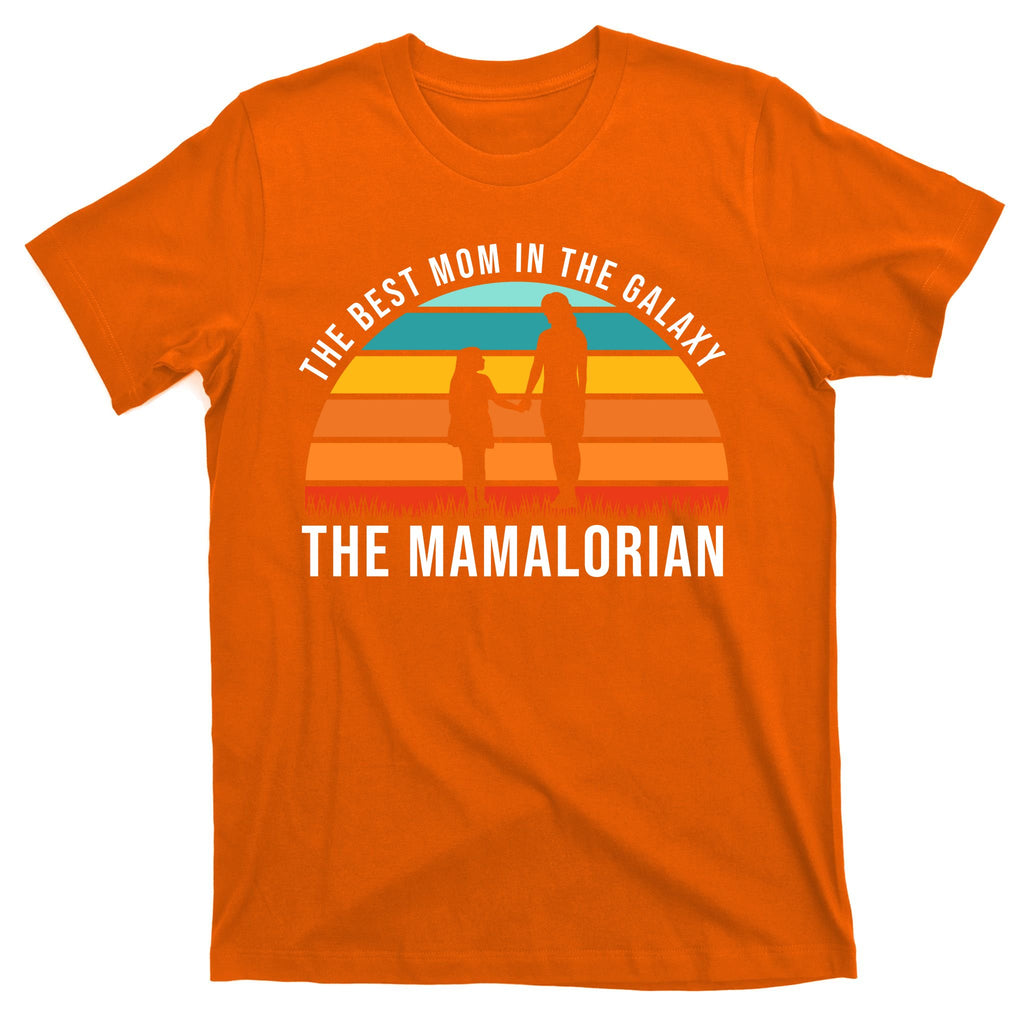 The Best Mom In The Galaxy The Mamalorian Retro Sunset T-Shirt