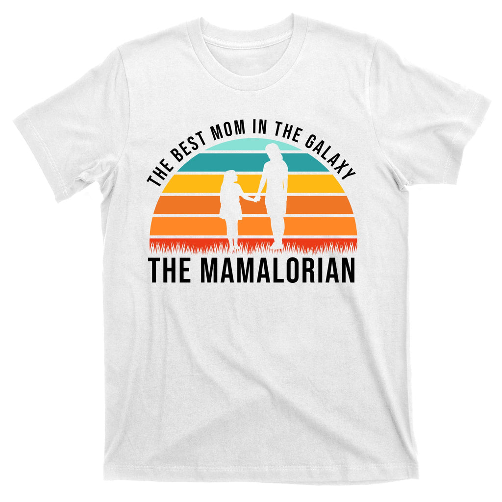 The Best Mom In The Galaxy The Mamalorian Retro Sunset T-Shirt