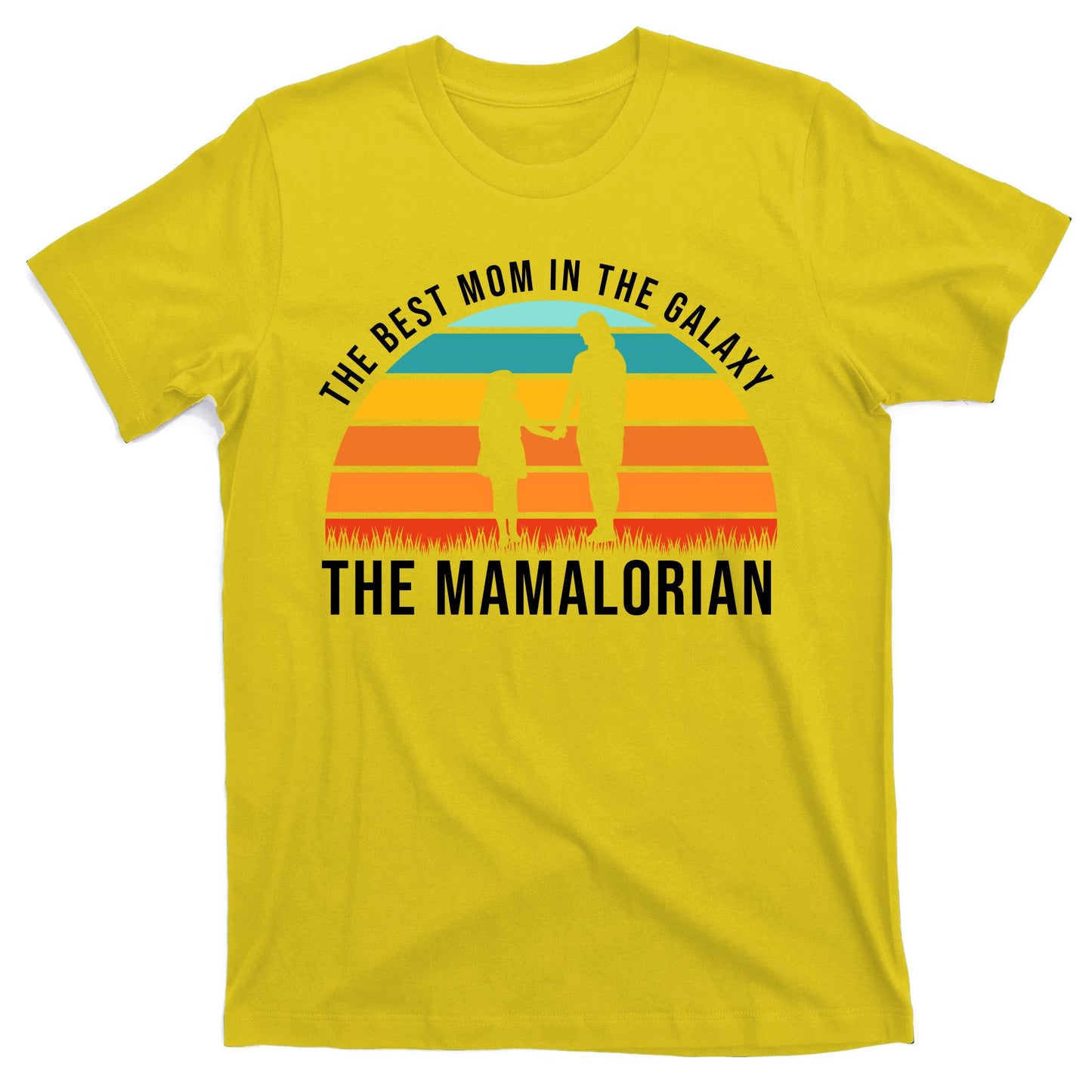 The Best Mom In The Galaxy The Mamalorian Retro Sunset T-Shirt