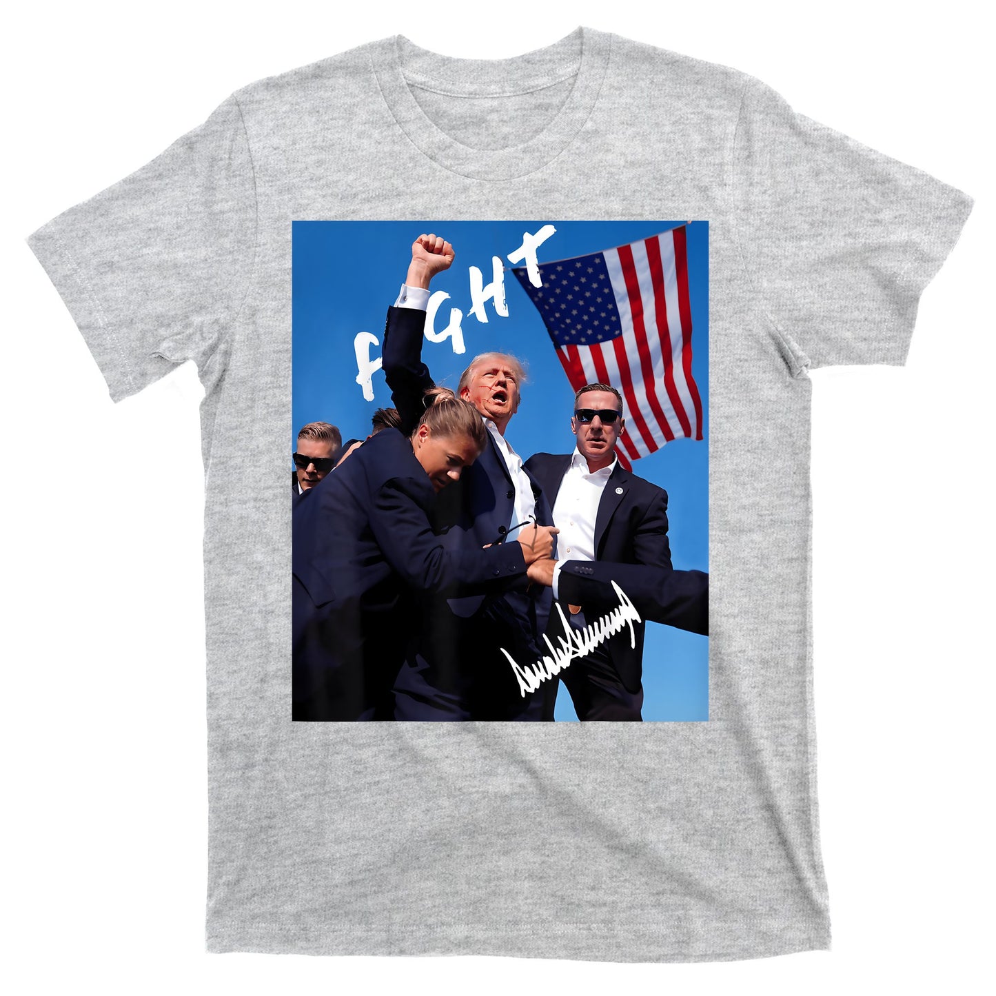 Trump Fight With Fist In Air Facsimile Signature T-Shirt