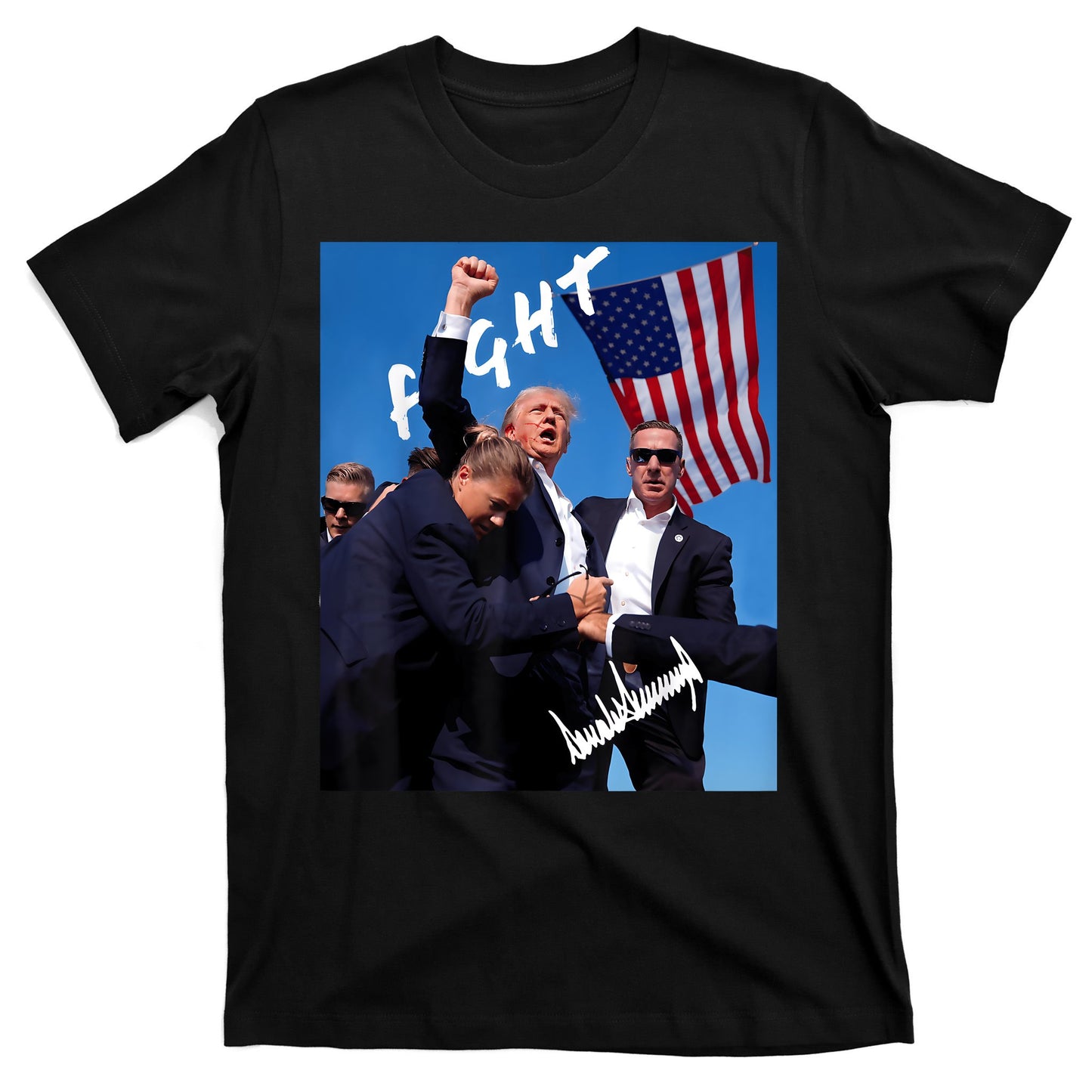 Trump Fight With Fist In Air Facsimile Signature T-Shirt