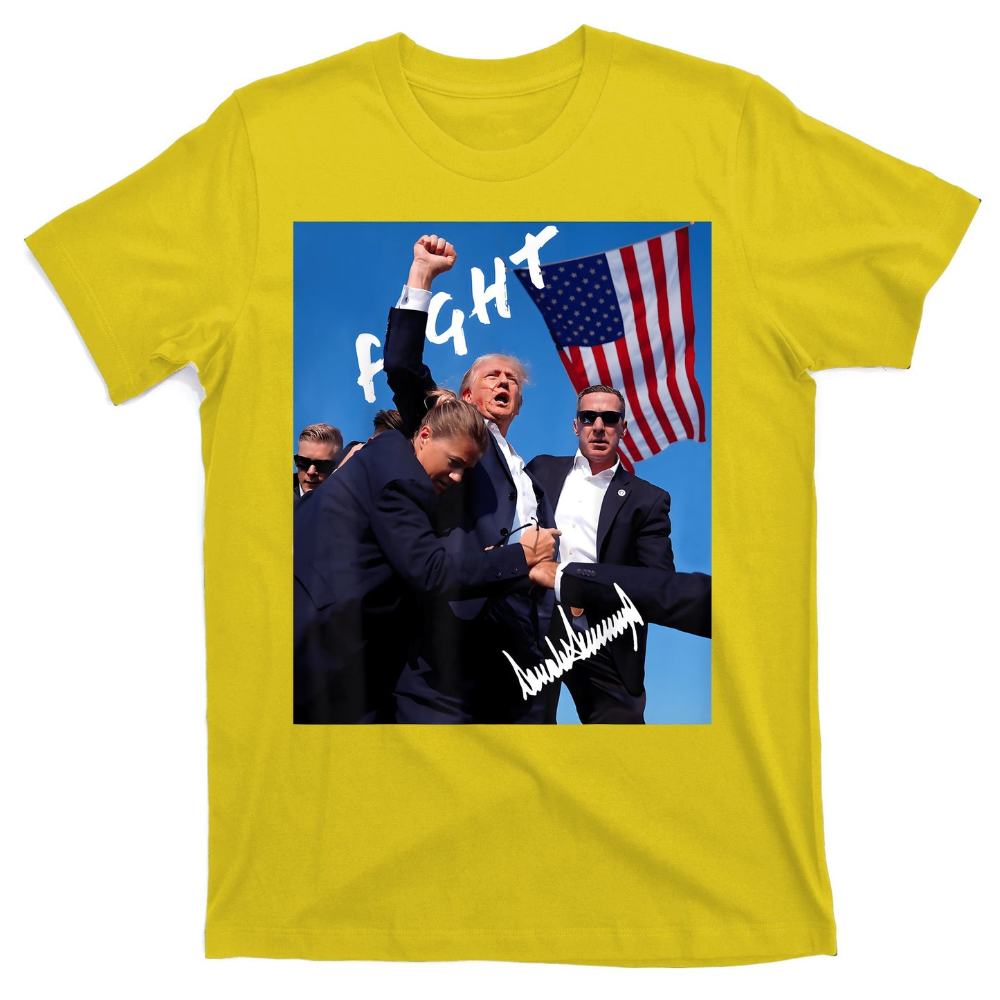 Trump Fight With Fist In Air Facsimile Signature T-Shirt