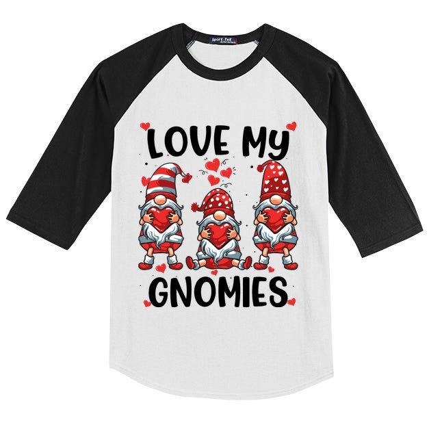 Three Gnome Love Valentines Day Love My Gnomies Mom Kids Colorblock Raglan Jersey