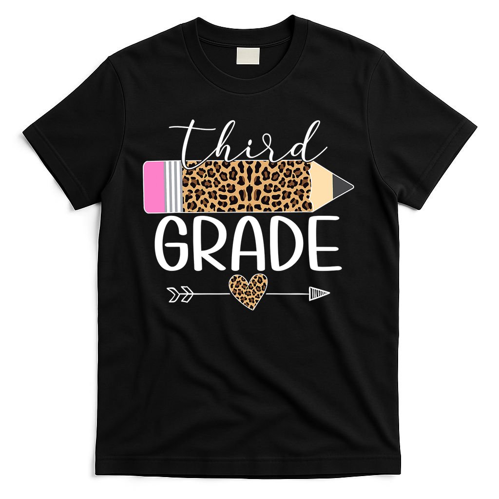 Third Grade Leopard Pencil Back To School Teachers T-Shirt