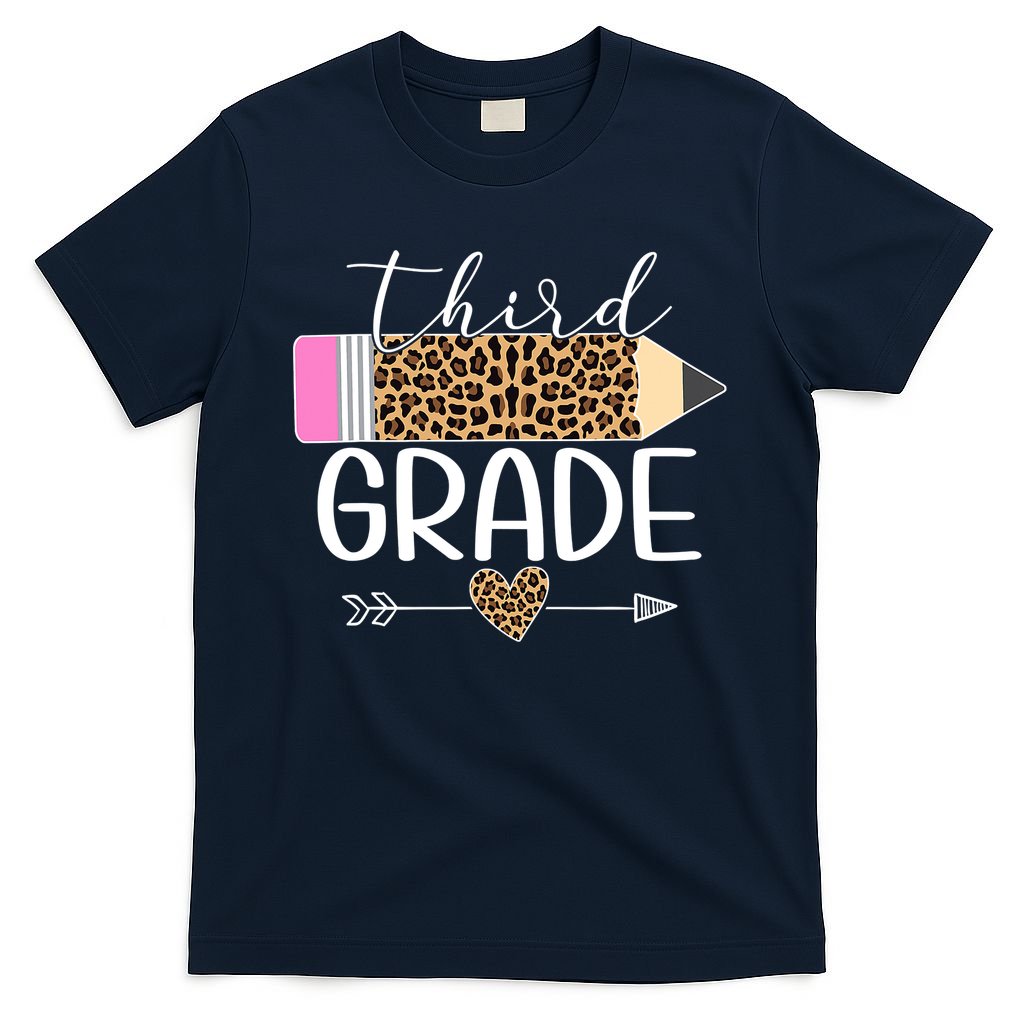 Third Grade Leopard Pencil Back To School Teachers T-Shirt