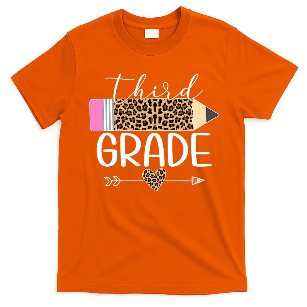 Third Grade Leopard Pencil Back To School Teachers T-Shirt